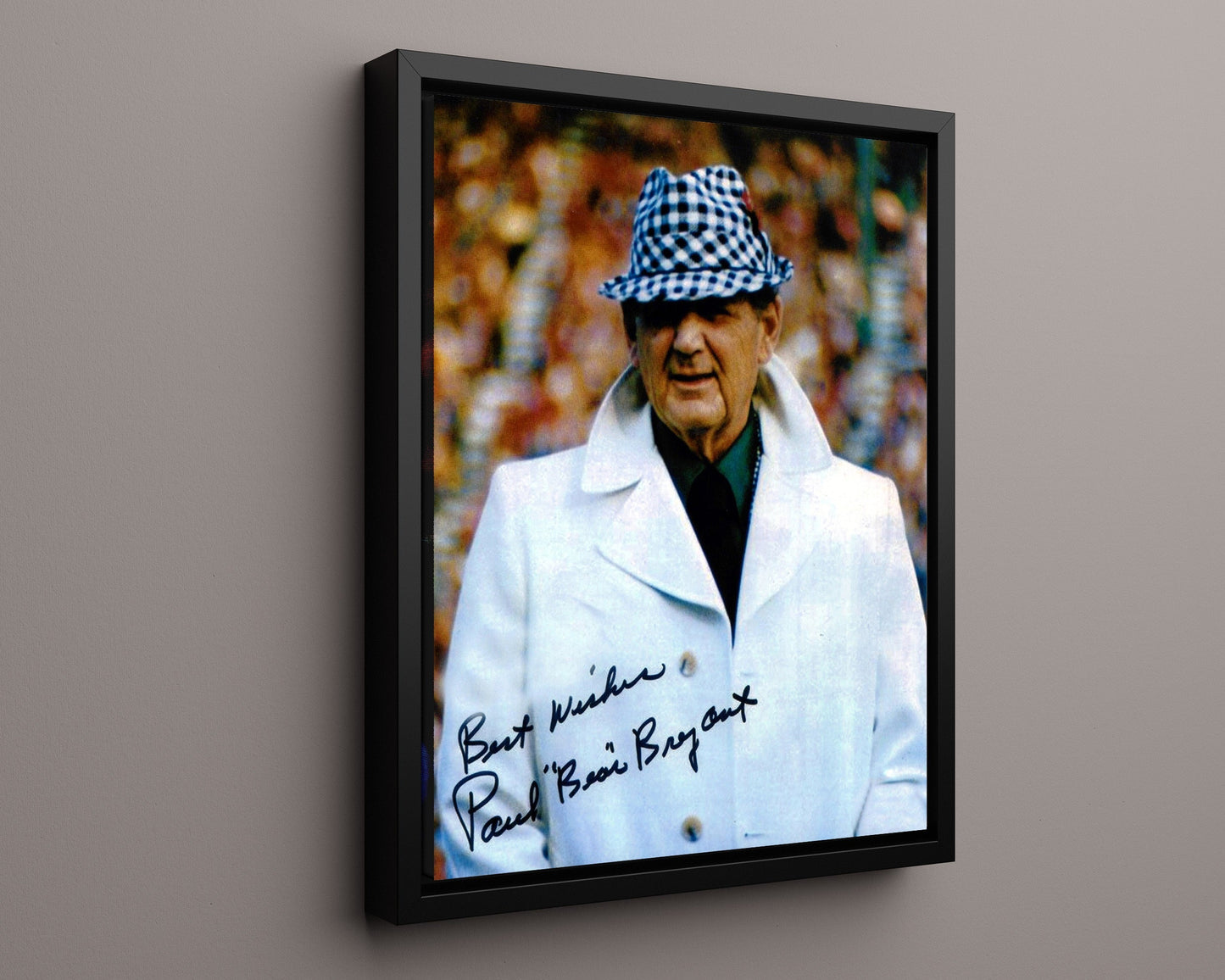 Alabama Football Print - Bear Bryant Sideline Style - Houndstooth Legend College FSPrints Floating Canvas 16x20