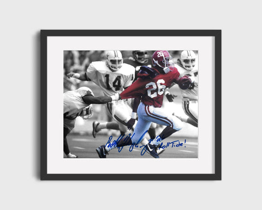 Alabama Autograph Print - Bobby Humphrey - Evading The Tackle College FSPrints Gallery Frame 16x20