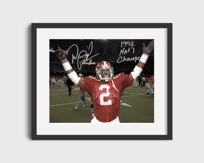 Alabama Autograph Print - David Palmer Arms Raised - 1992 Champs College FSPrints Gallery Frame 16x20