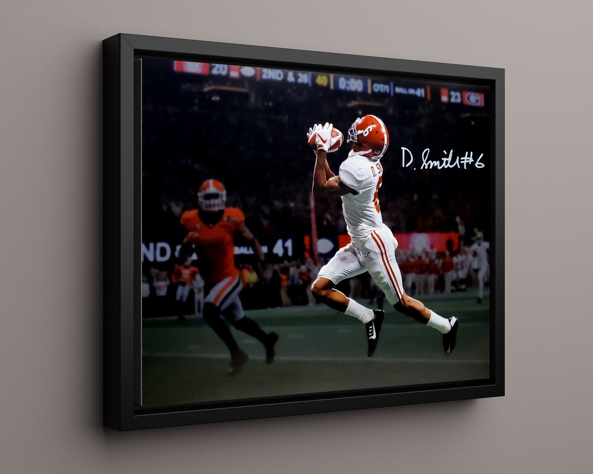 Alabama Autograph Print - DeVonta Smith - Championship Hands College FSPrints Floating Canvas 16x20