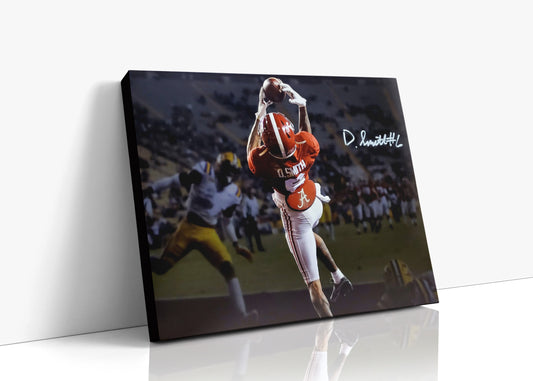 Alabama Autograph Canvas - DeVonta Smith Heisman Catch - Slim Reaper in Flight
