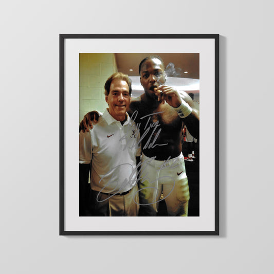 Alabama Autograph Print - Derrick Henry & Nick Saban - Victory Cigar
