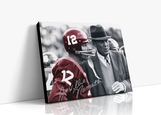 Alabama Autograph Canvas - Joe Namath and Bear Bryant Sideline - Broadway Joe Meets The Bear