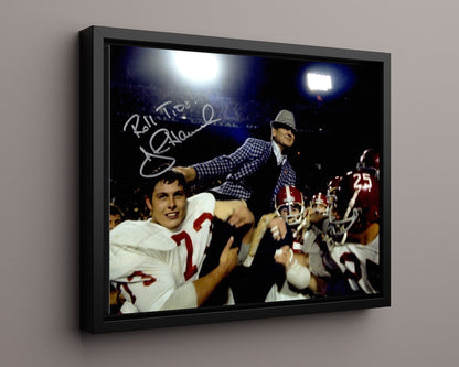 Alabama Autograph Print - John Hannah & Coach Bryant Celebration - Roll Tide Glory College FSPrints Floating Canvas 16x20