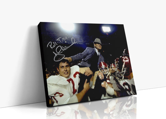 Alabama Autograph Canvas - John Hannah and Coach Bryant Celebration - Roll Tide Glory