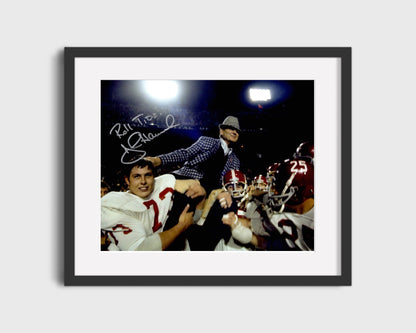 Alabama Autograph Print - John Hannah & Coach Bryant Celebration - Roll Tide Glory