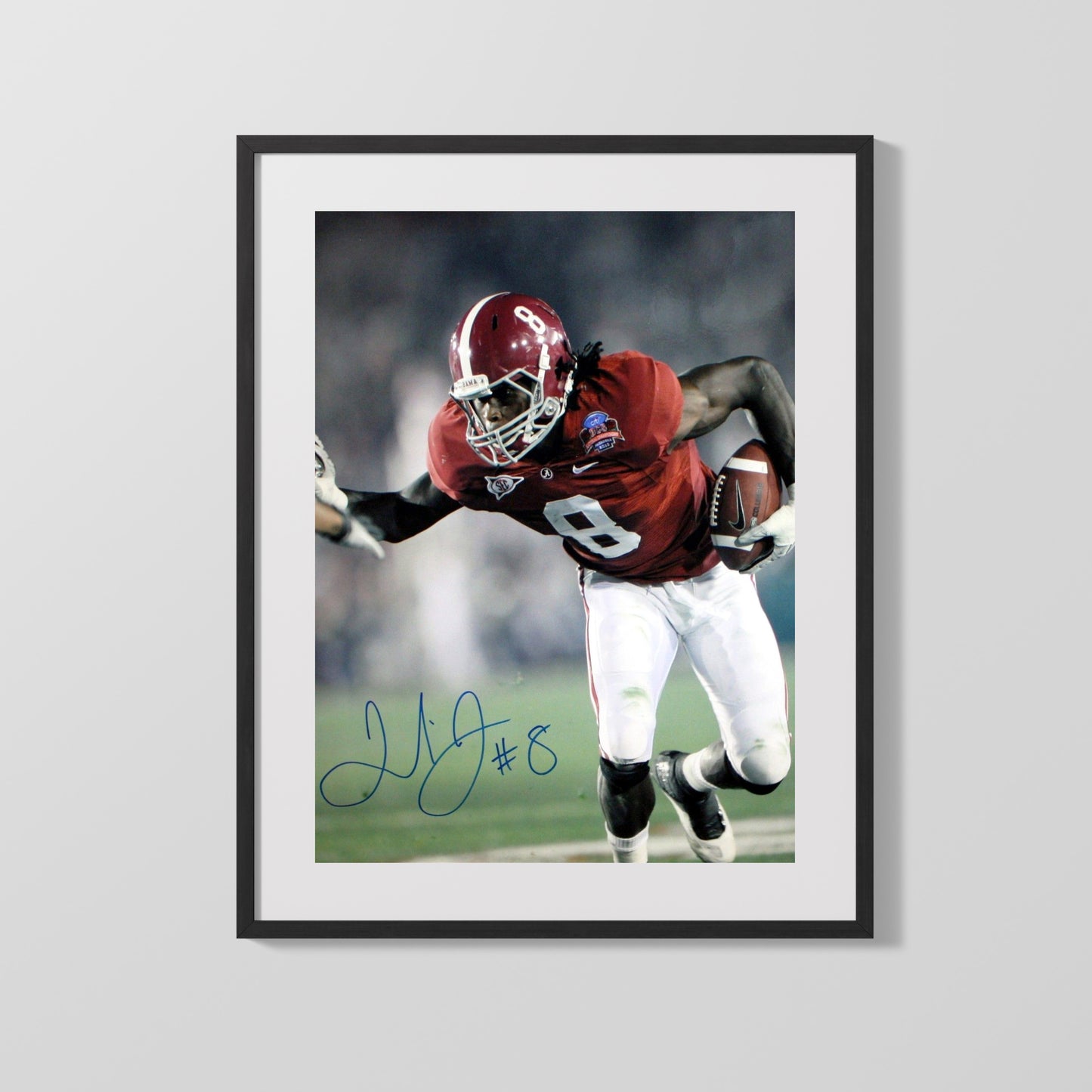 Alabama Autograph Print - Julio Jones Power Run - Crimson Crusher