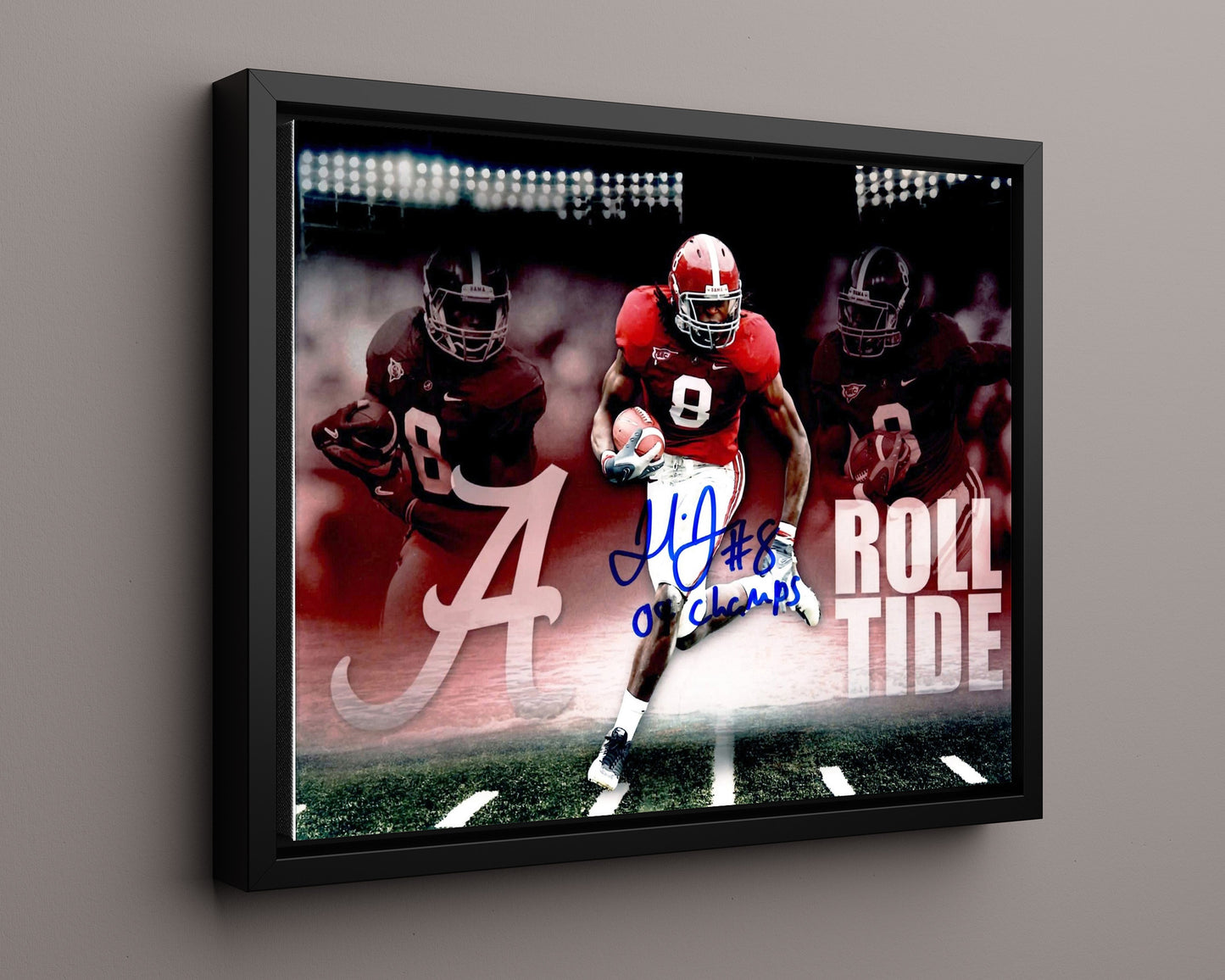 Alabama Autograph Print - Julio Jones Roll Tide Montage - Crimson burst
