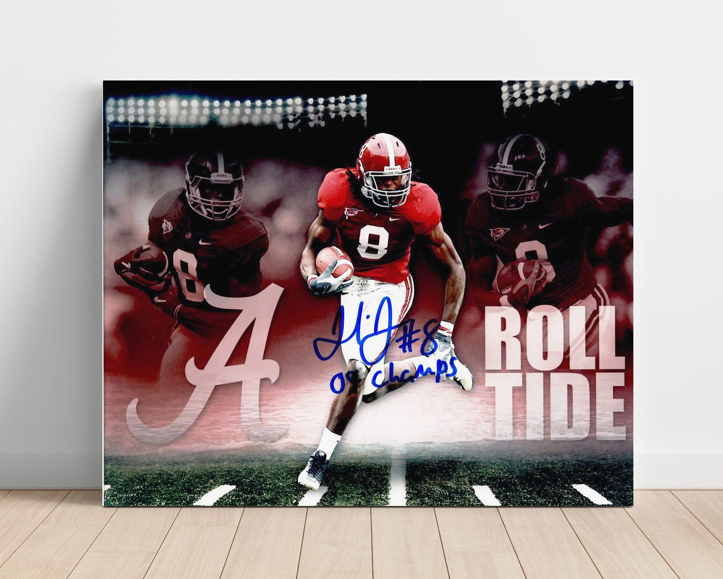 Alabama Autograph Print - Julio Jones Roll Tide Montage - Crimson burst