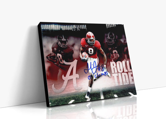 Alabama Autograph Canvas - Julio Jones Roll Tide Montage - Crimson burst