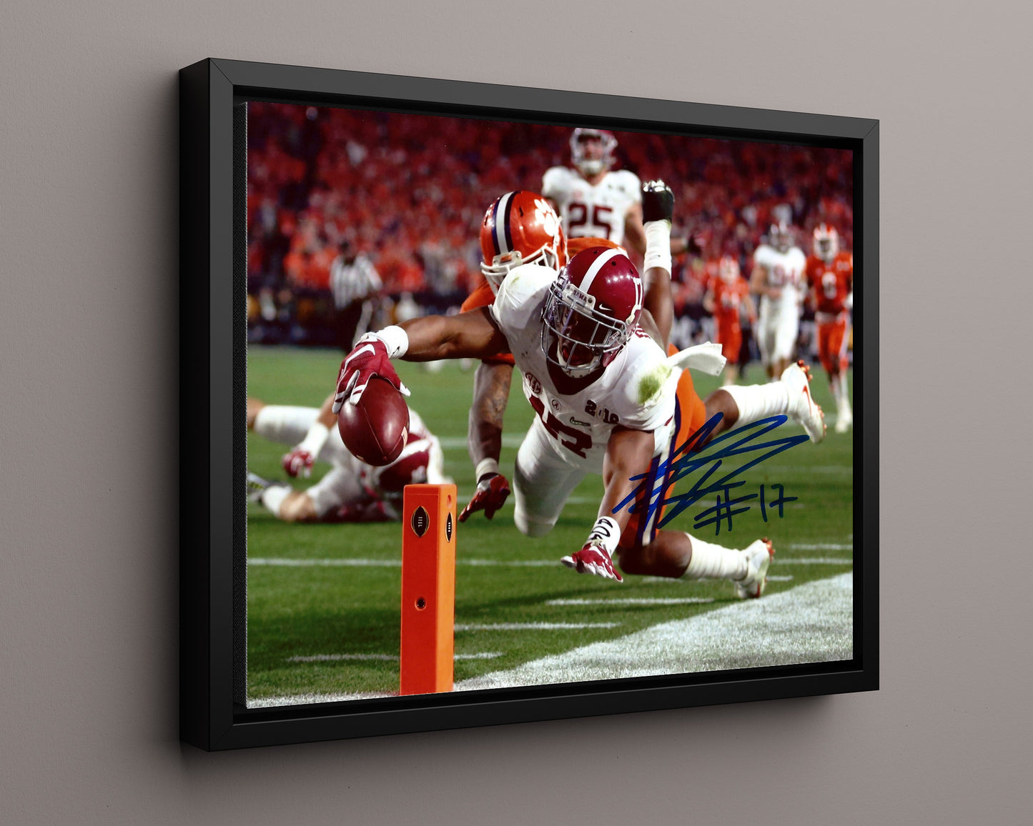 Alabama Autograph Print - Kenyan Drake Dive for Title Number 16