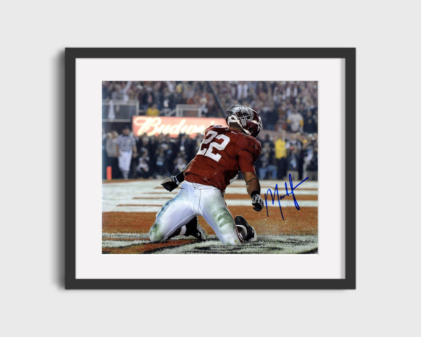 Alabama Autograph Print - Mark Ingram End Zone - Heisman Glory College FSPrints Gallery Frame 16x20