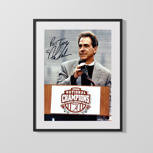 Alabama Autograph Print - Nick Saban 2009 Champs - Crystal Ball