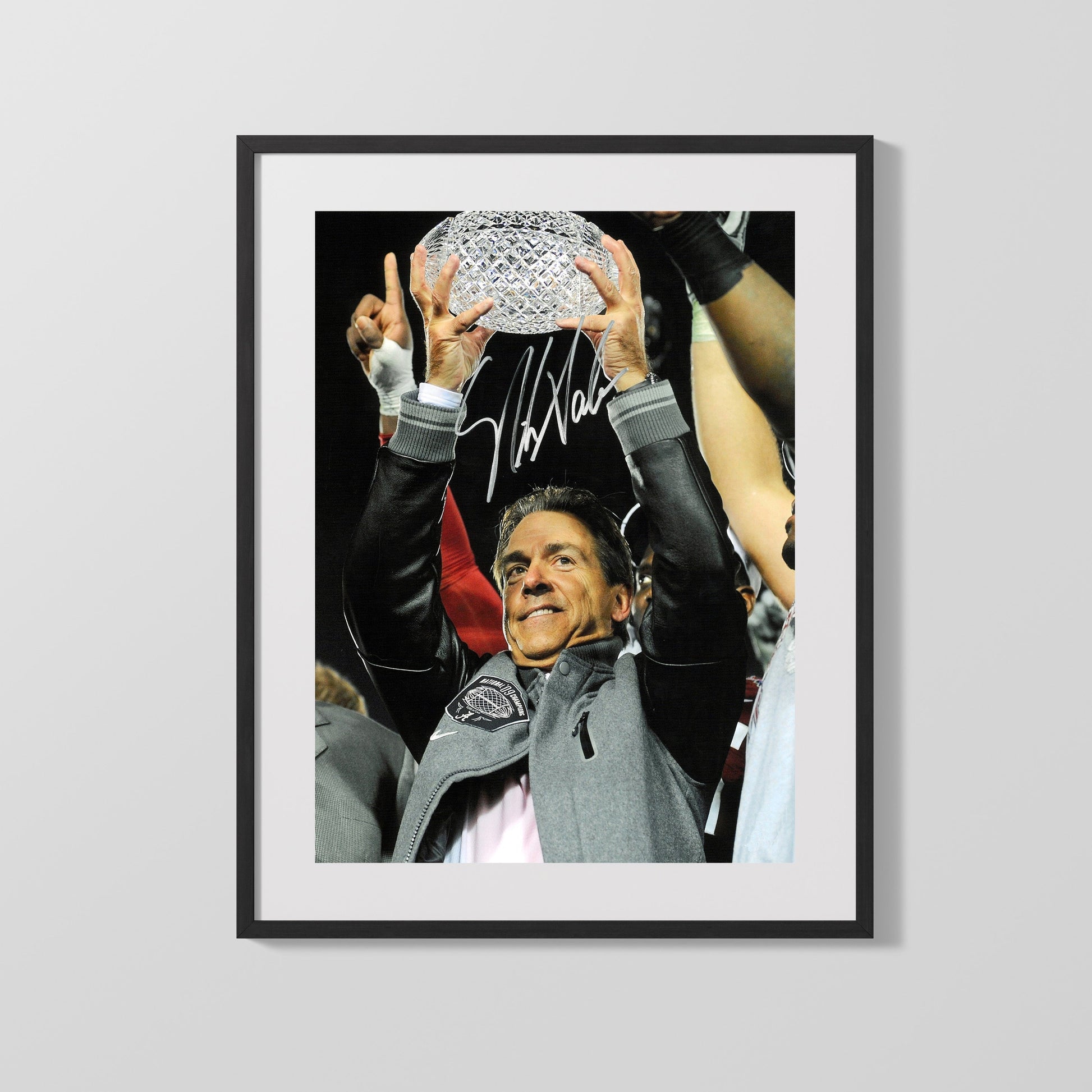 Alabama Autograph Print - Nick Saban Crystal Ball - Trophy Time College FSPrints Gallery Frame 16x20