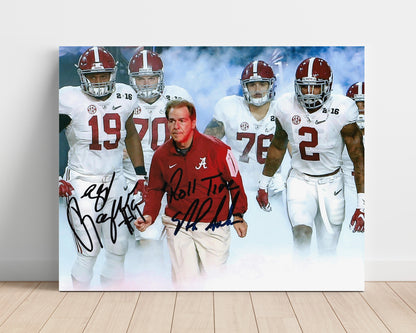 Alabama Autograph Print - Nick Saban Trophy Raise - Roll Trophy Tide