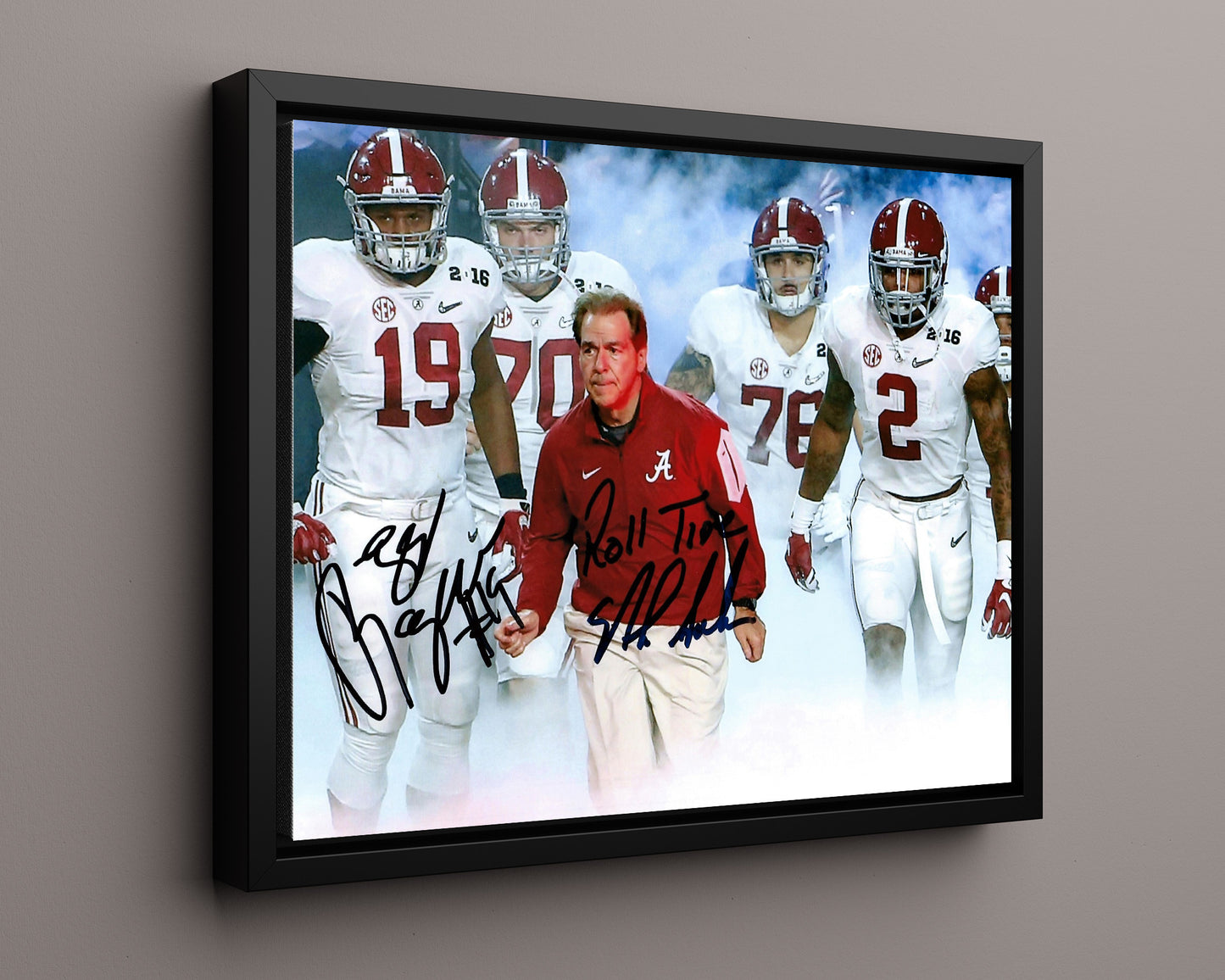 Alabama Autograph Print - Nick Saban Trophy Raise - Roll Trophy Tide