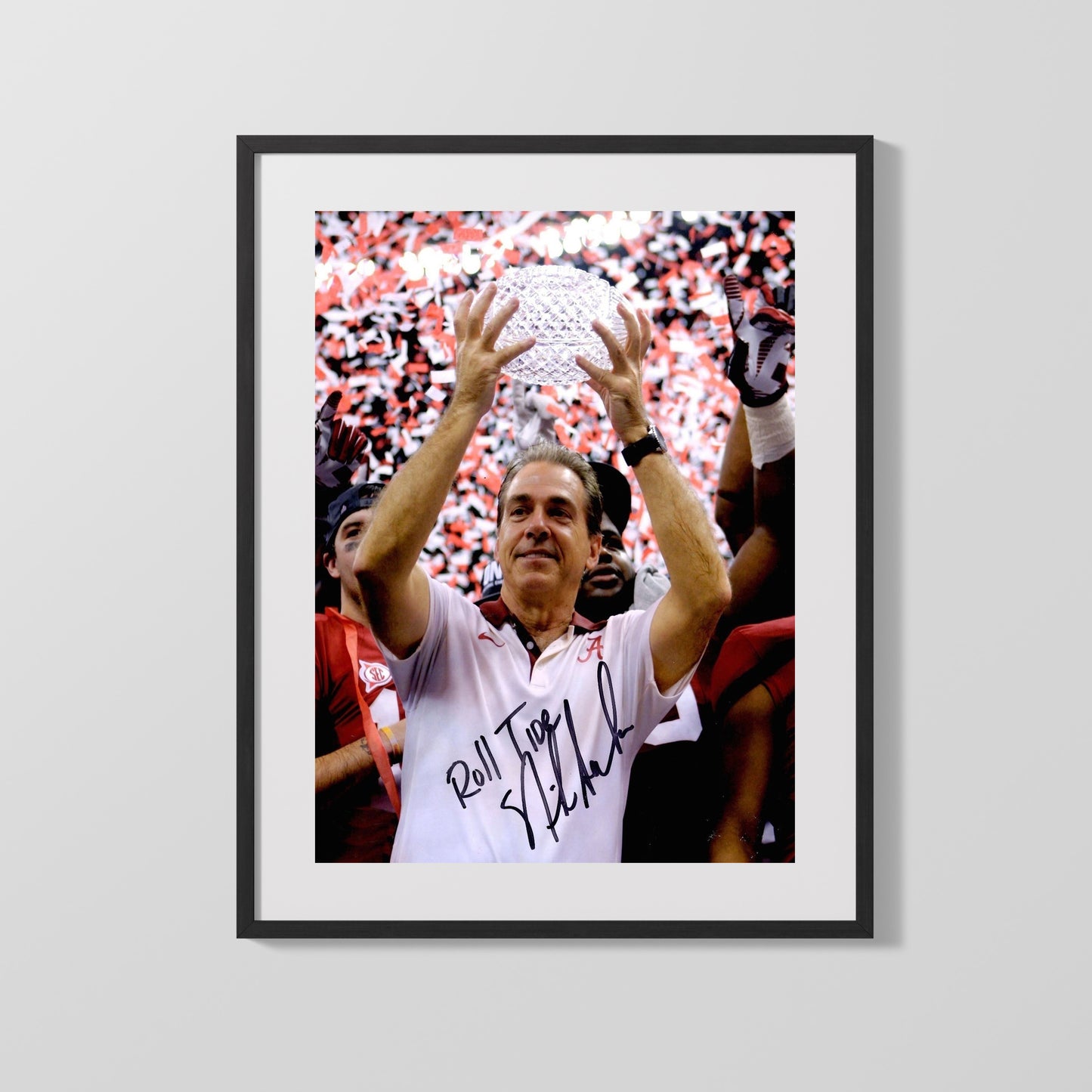 Alabama Autograph Print - Nick Saban Trophy Raise - Roll Trophy Tide