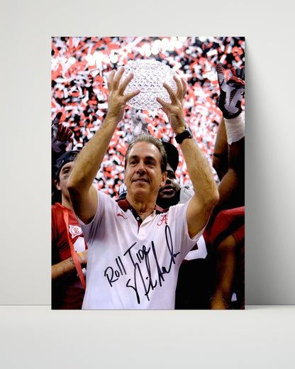 Alabama Autograph Print - Nick Saban - Tunnel Vision Spotlight College FSPrints Poster 16x20