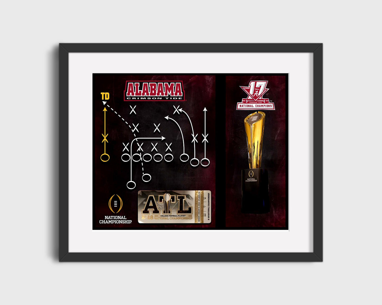 Alabama Autograph Print - The Play 2017 Champs - Tide Turns the Tide College FSPrints Gallery Frame 16x20