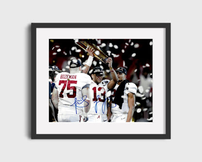 Alabama Autograph Print - Tua Tagovailoa Champions - Trophy Time