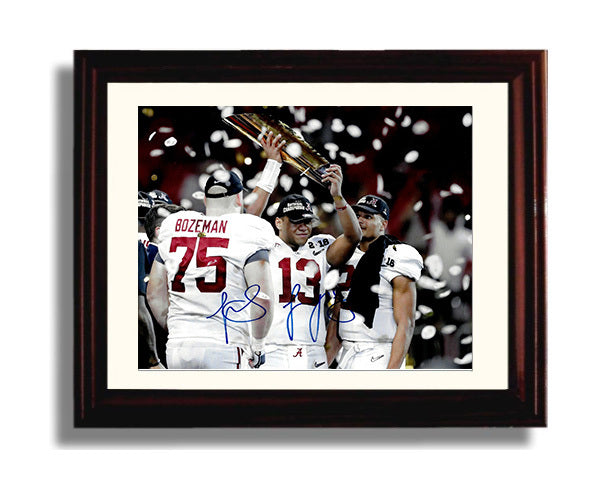 Alabama Autograph Print - Tua Tagovailoa Champions - Trophy Time