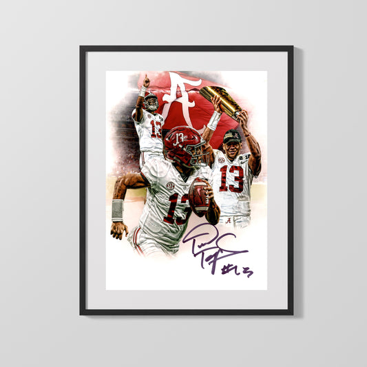 Alabama Autograph Print - Tua Tagovailoa Collage - Hawaiian Heat