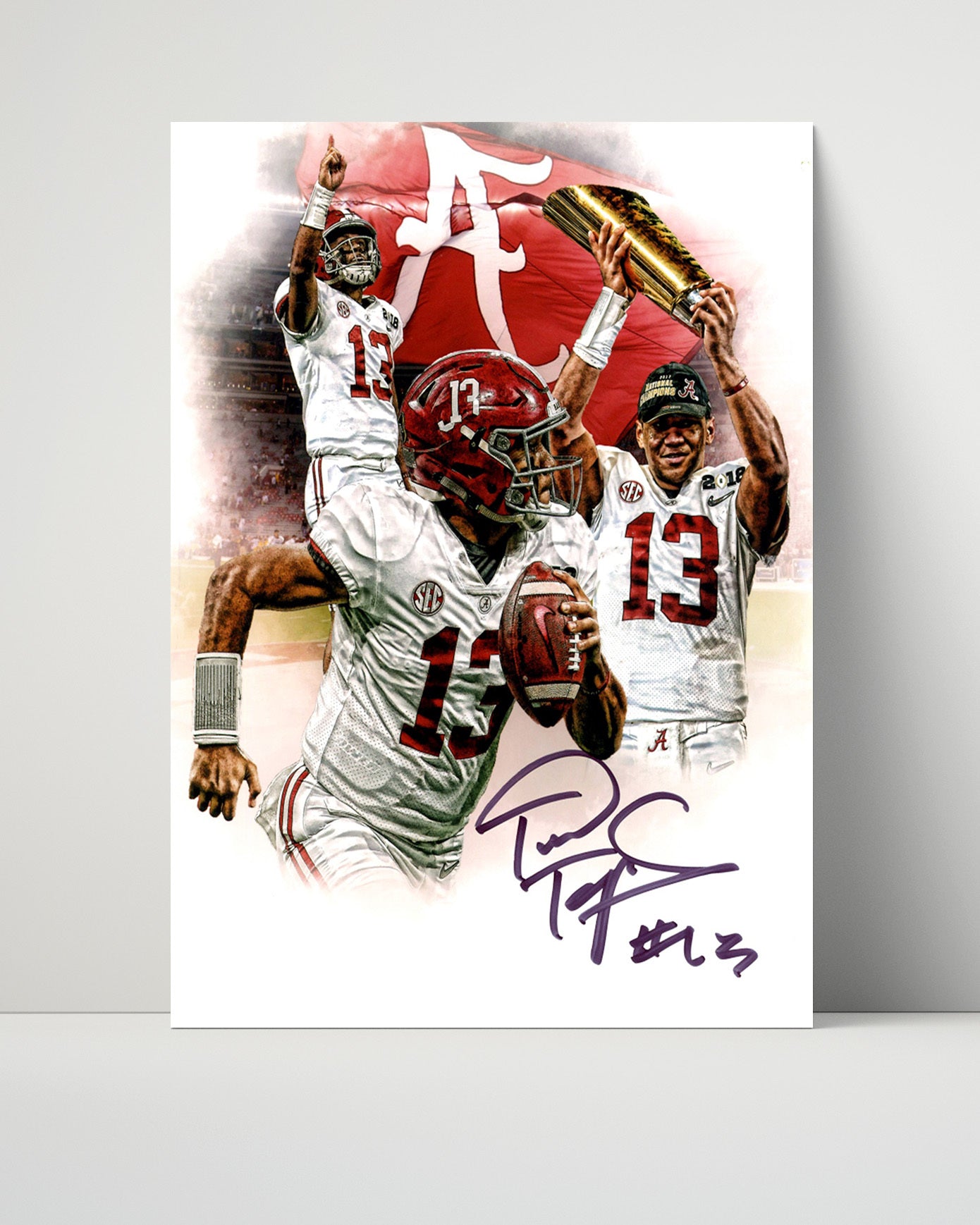 Alabama Autograph Print - Tua Tagovailoa Collage - Hawaiian Heat