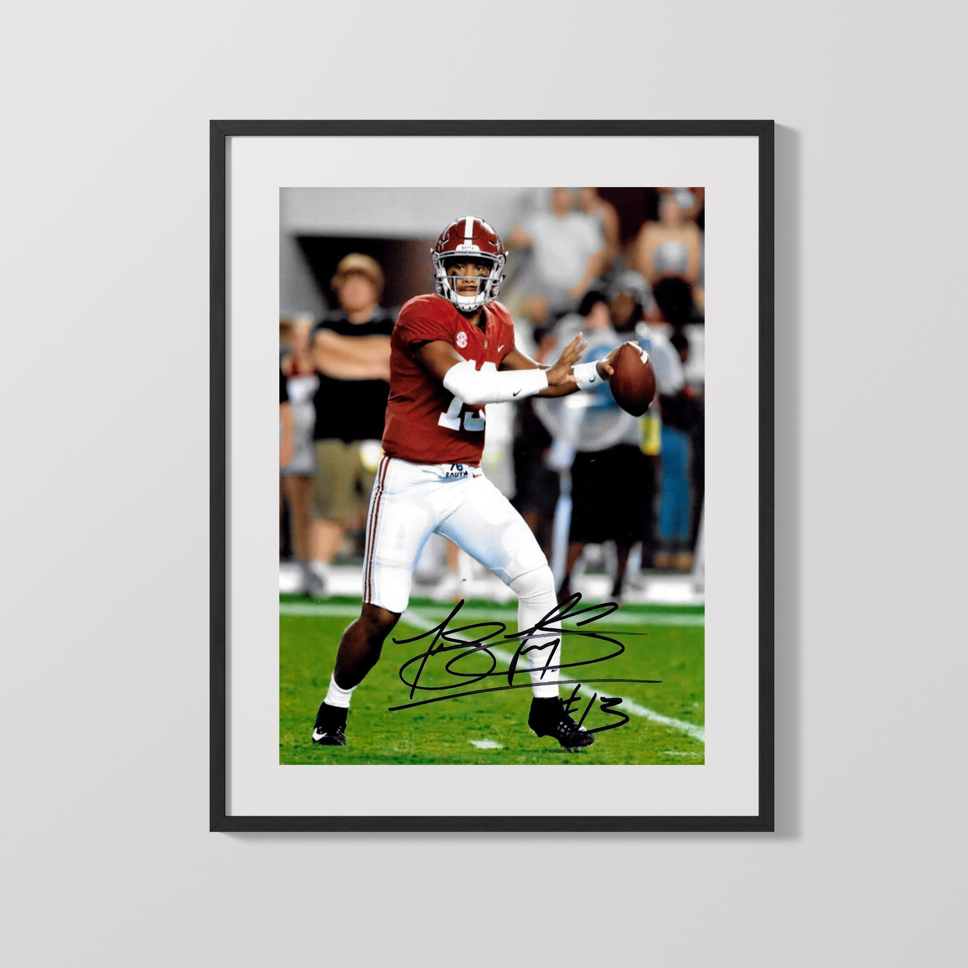 Alabama Autograph Print - Tua Tagovailoa Pocket Pass - Calm Under Fire College FSPrints Gallery Frame 16x20