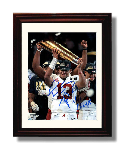 Alabama Autograph Print - Tua Tagovailoa Trophy - Championship Smile