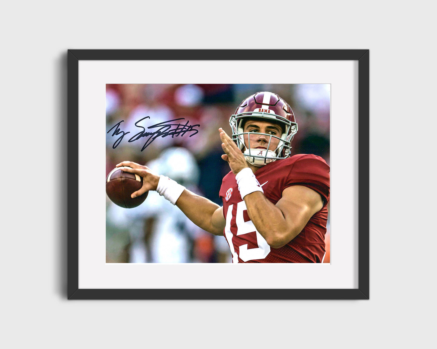 Alabama Autograph Print - Ty Simpson - Pass in Progress