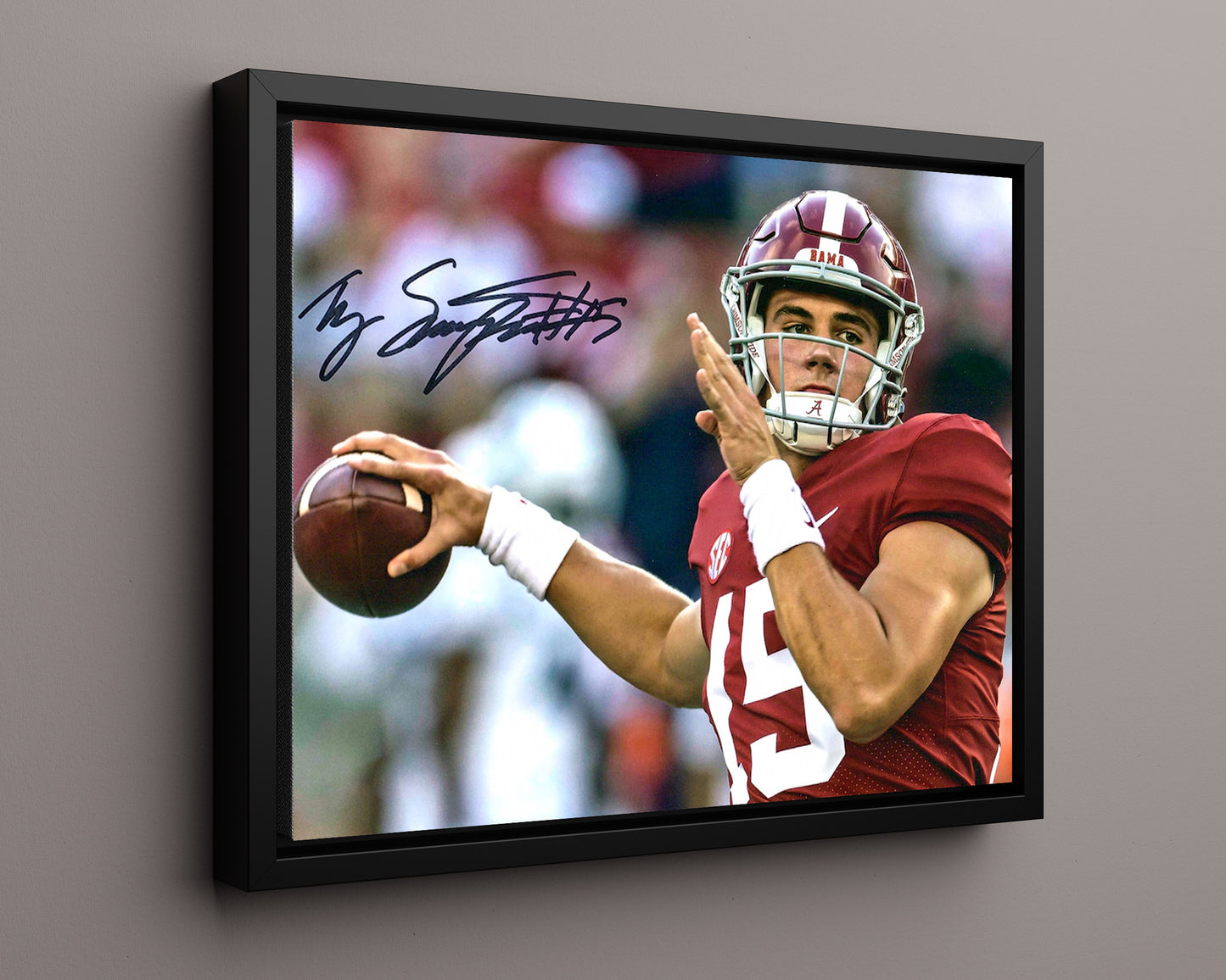 Alabama Autograph Print - Ty Simpson - Pass in Progress