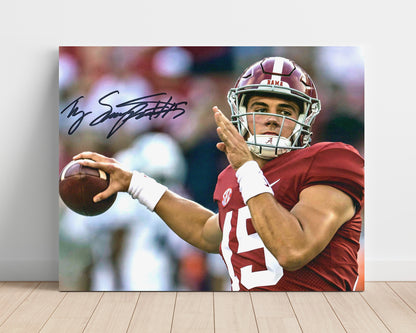 Alabama Autograph Print - Ty Simpson - Pass in Progress