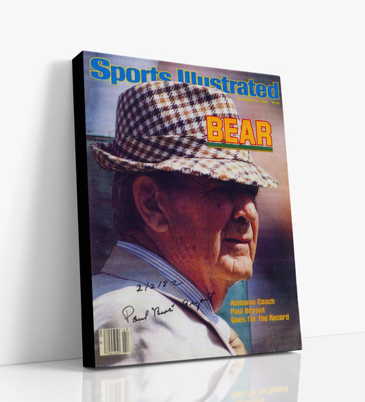 Alabama Autograph SI Canvas - Bear Bryant - Record Chase