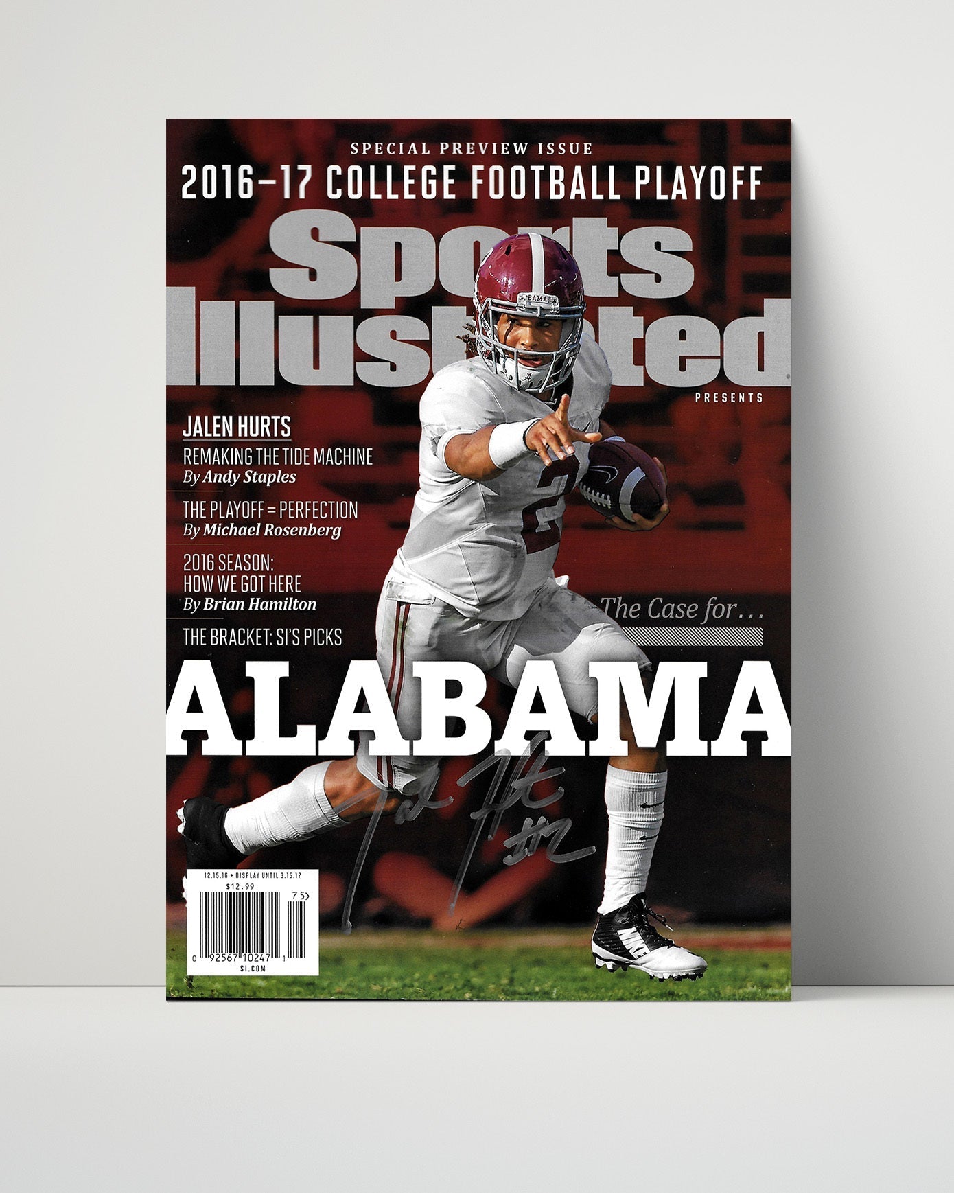 Alabama Autograph SI Print - Jalen Hurts - Playoff Machine College FSPrints Poster 16x20