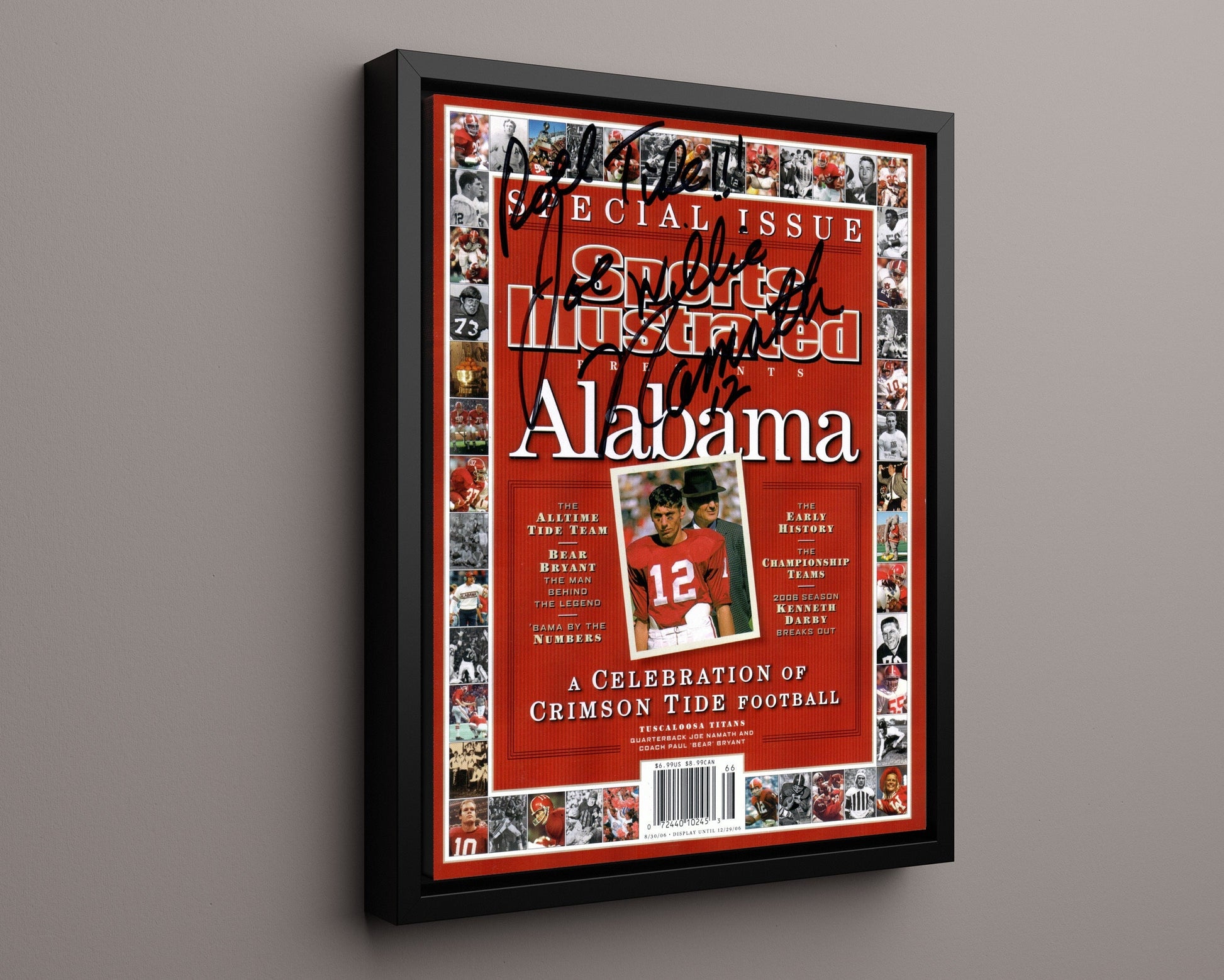 Alabama Autograph SI Print - Joe Namath - Crimson Tide Legend College FSPrints Floating Canvas 16x20