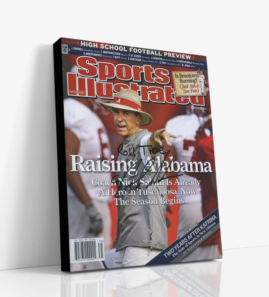 Alabama Autograph SI Canvas - Nick Saban - Raising Alabama