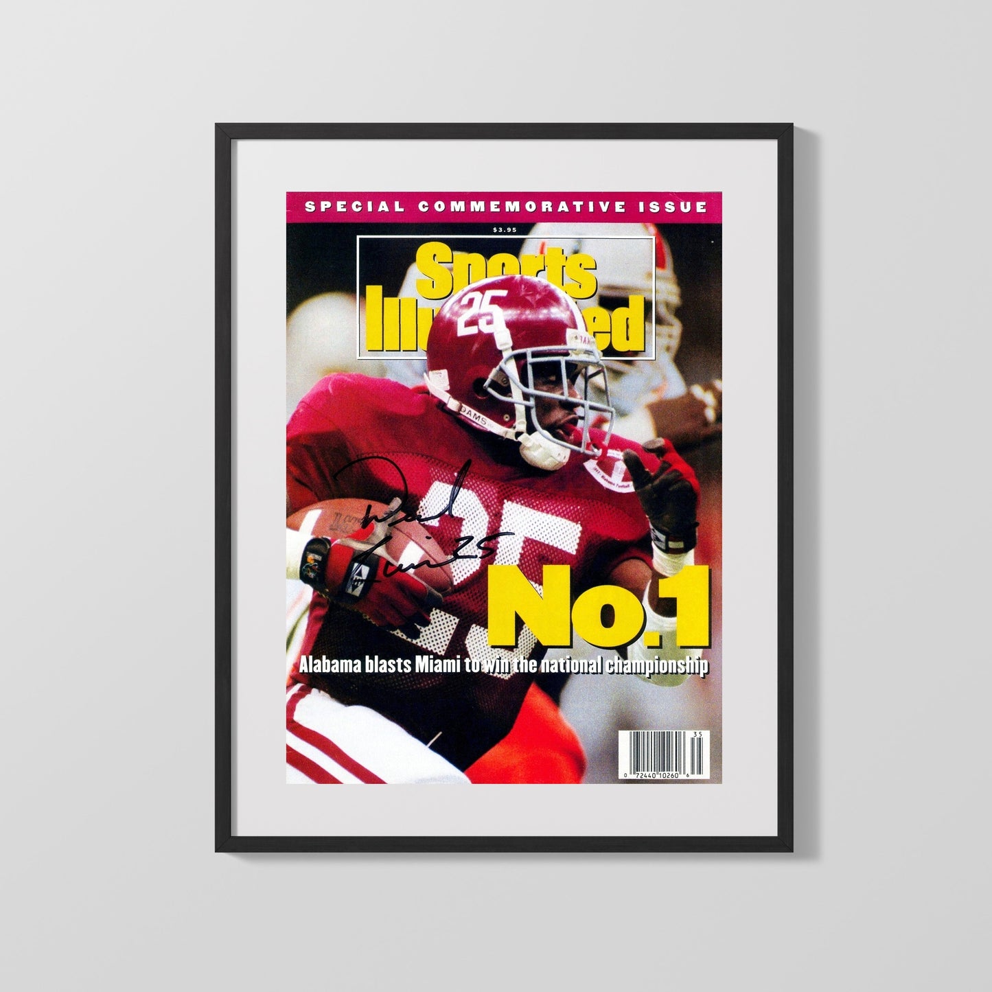 Alabama Autograph SI Print - Sherman Williams 1992 - National Glory College FSPrints Gallery Frame 16x20