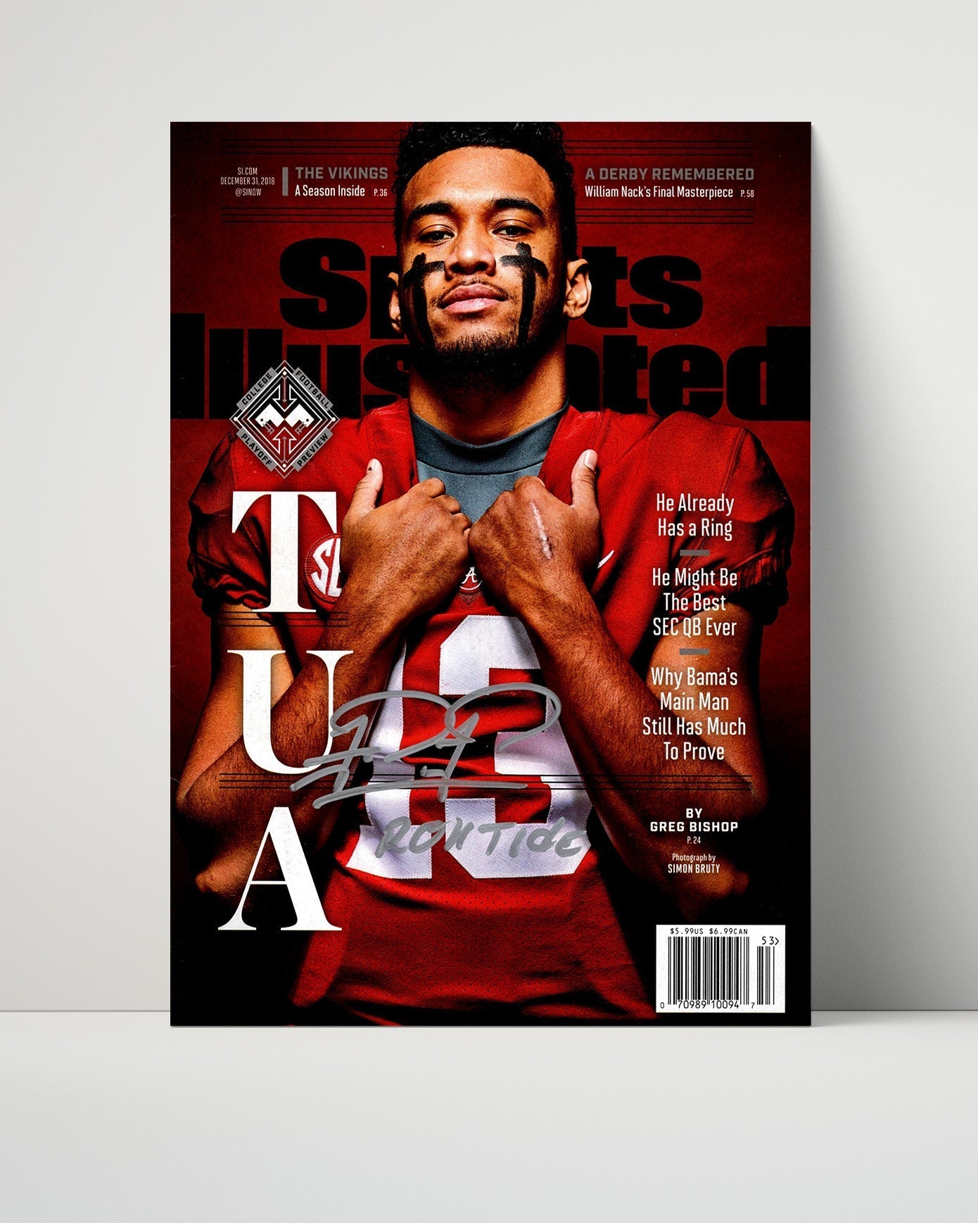 Alabama Autograph SI Print - Tua Tagovailoa Fresh Heir - Dynasty Builder College FSPrints Poster 16x20