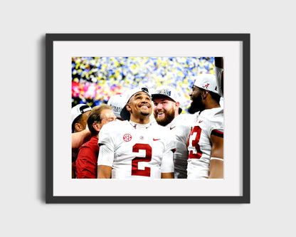 Alabama Print - Alabama - Jalen Hurts - All Smiles Looking Up - - Crimson Glory College FSPrints Gallery Frame 16x20