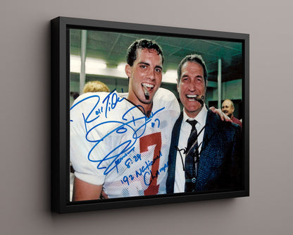 Alabama Print - Alabama - Jay Barker & Gene Stallings - Cigar Celebration - Crimson Glory College FSPrints Floating Canvas 16x20