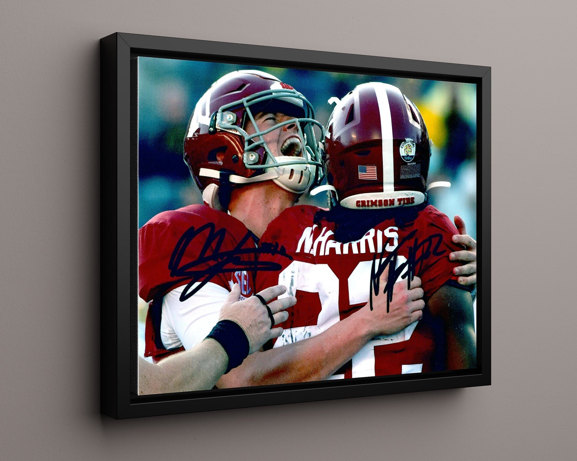 Alabama Print - Alabama - Mac Jones & Najee Harris - Crimson Glory College FSPrints Floating Canvas 16x20