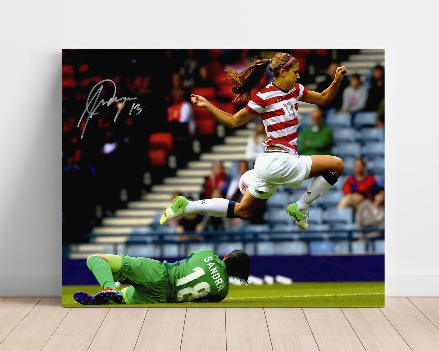 Alex Morgan USA Autograph Print - Flying Forward Soccer FramedSportPrints Poster 16x20