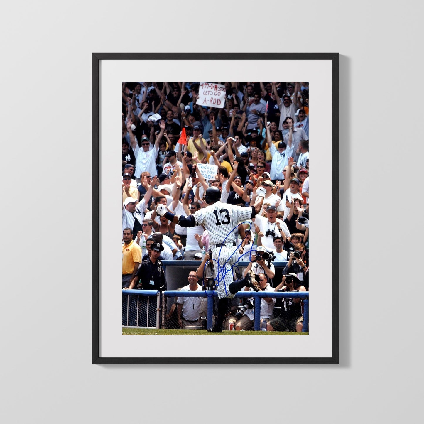 Alex Rodriguez Autograph Print - Hands Up Cheering - Fans Go Wild