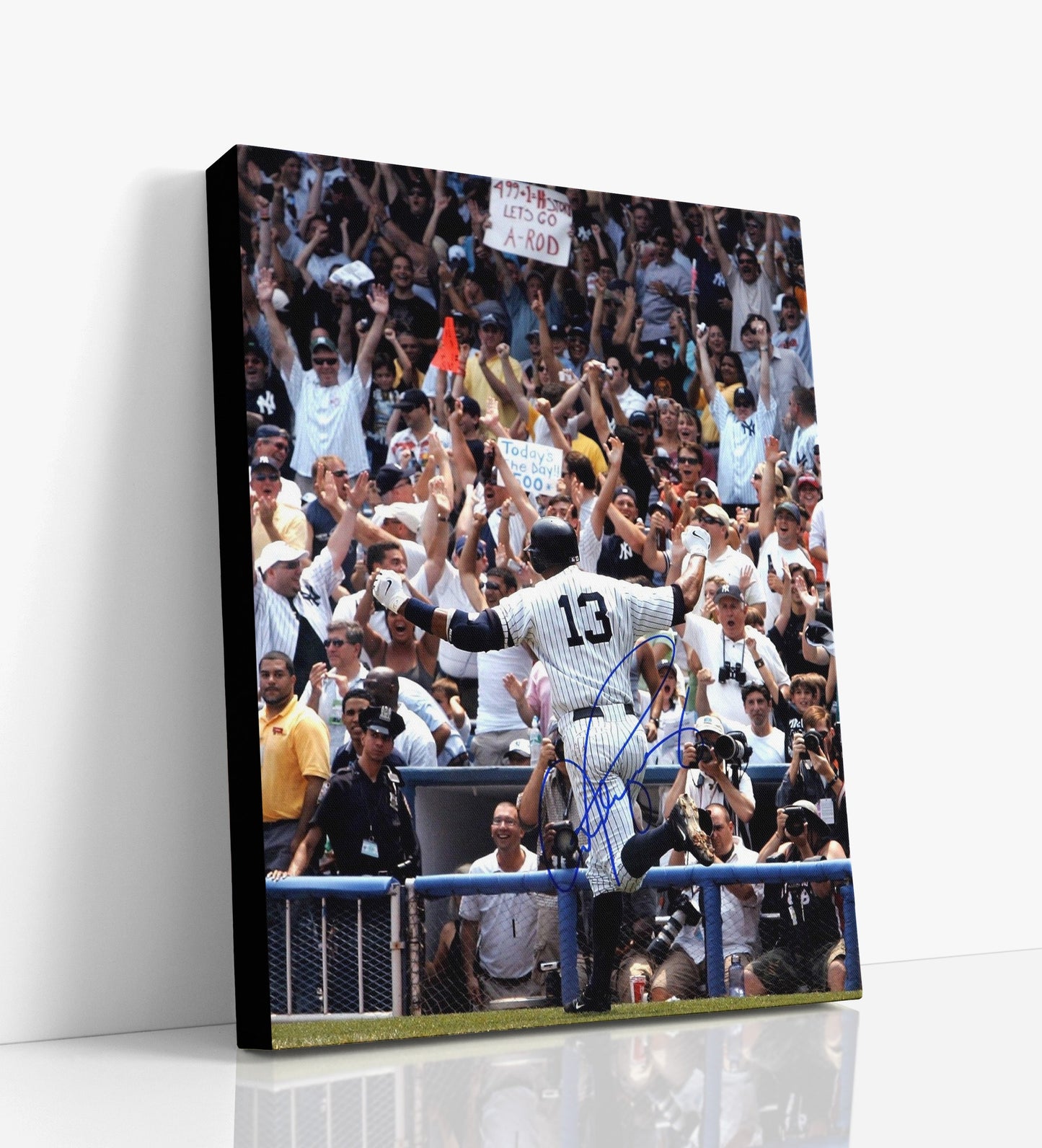Alex Rodriguez Autograph Print - Hands Up Cheering - Fans Go Wild
