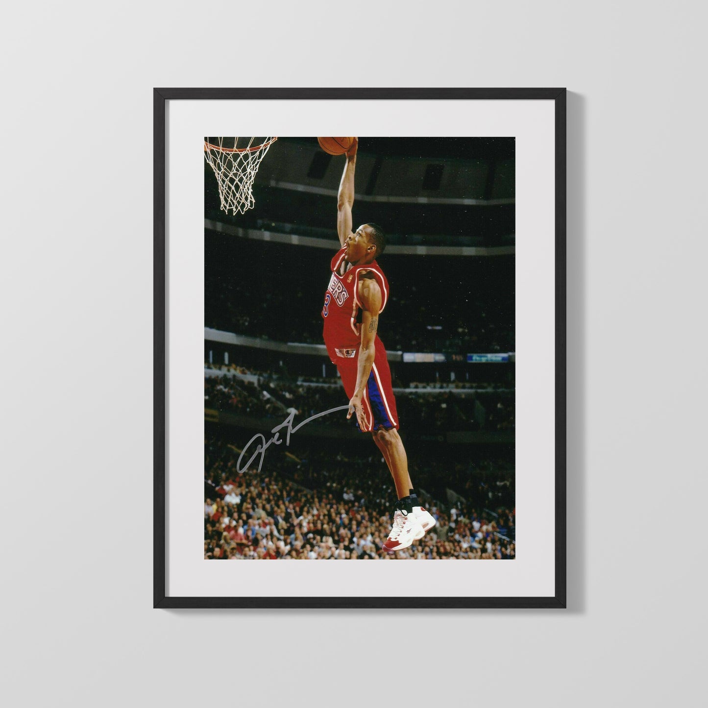 Allen Iverson Autograph Print - 76ers Dunk - Answer in the Air
