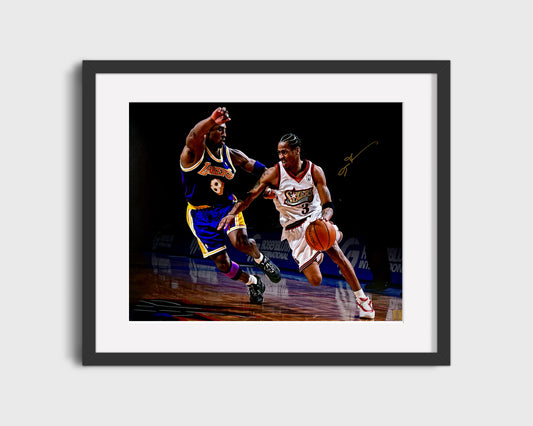 Allen Iverson Autograph Print - Sixers vs Lakers - Answer vs Mamba
