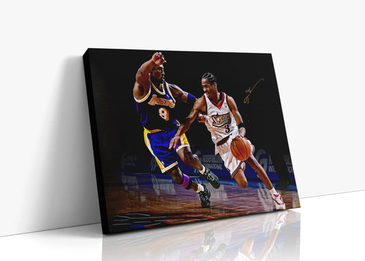 Allen Iverson Autograph Canvas Print - Sixers vs Lakers - Answer vs Mamba