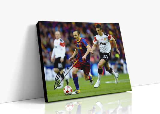 Andres Iniesta Autograph Canvas -Barcelona - Champions League Drive