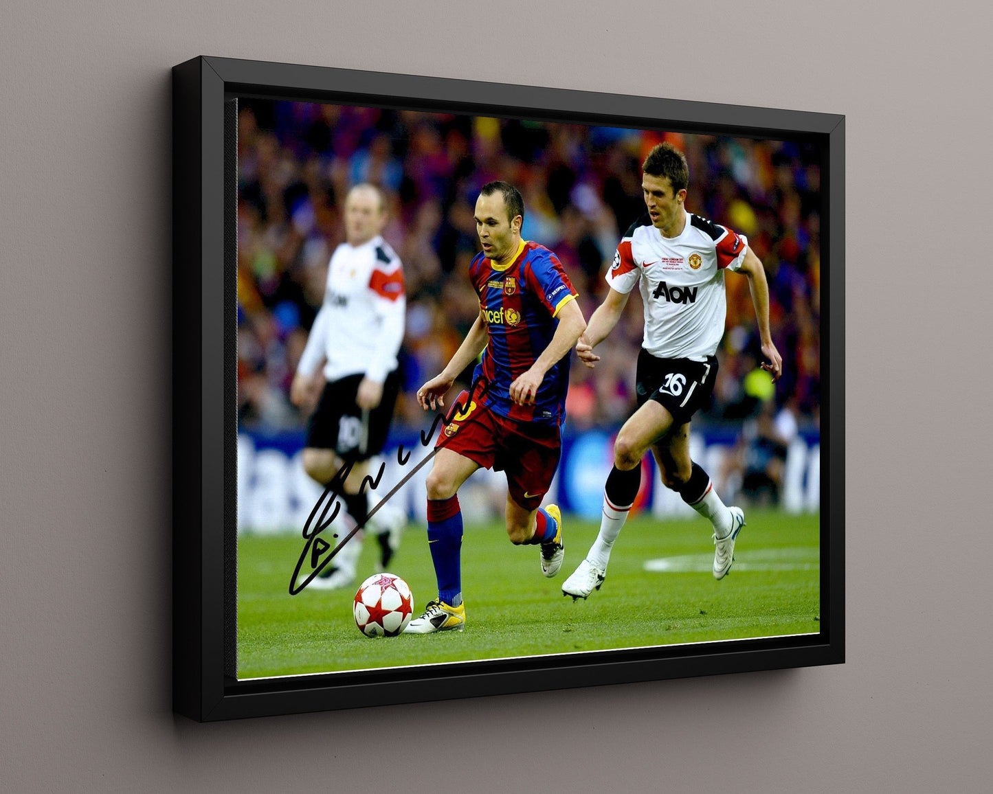 Andres Iniesta Autograph Print - Barcelona - Champions League Drive
