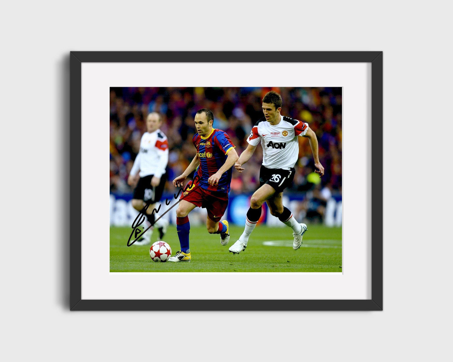 Andres Iniesta Autograph Print - Barcelona - Champions League Drive